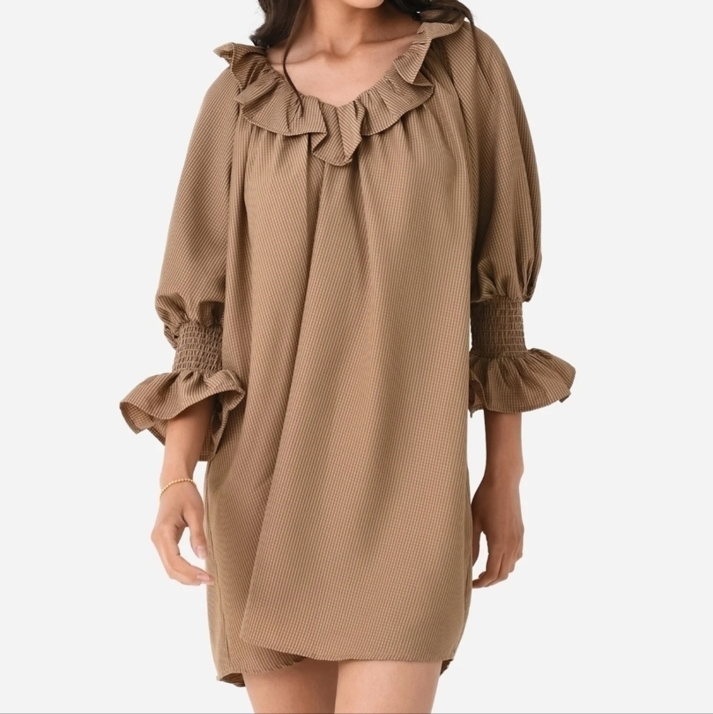 DRA Los Angeles Taupe Tan Dolly Dress Size XS Made in USA